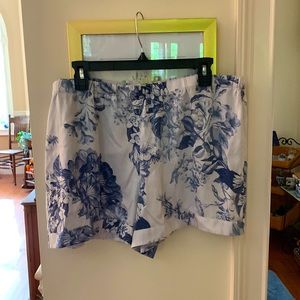 Toile blue & white Silk Shorts from Haven Within/Talbots XL NWT